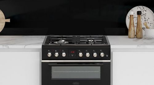 Belling 60cm freestanding double oven with induction cooktop sale