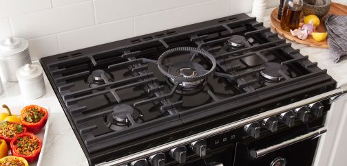 A range cooker with a gas cooktop