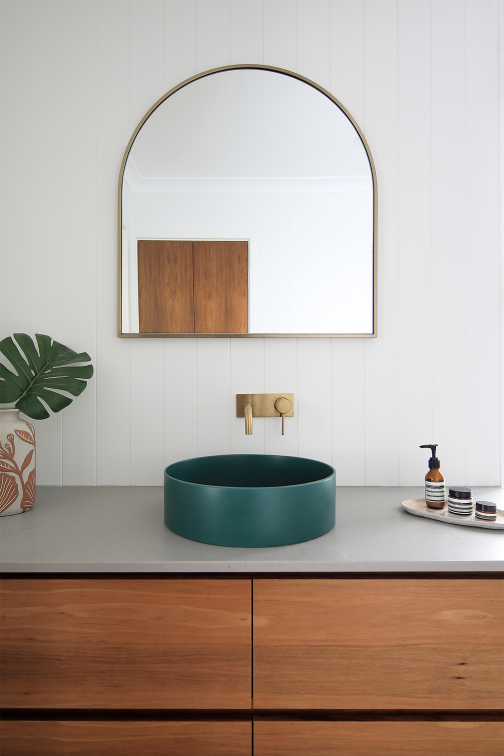 1252733_lifestyle Venus Vessel Basin NTH Concrete Teal 380mm x 380mm 